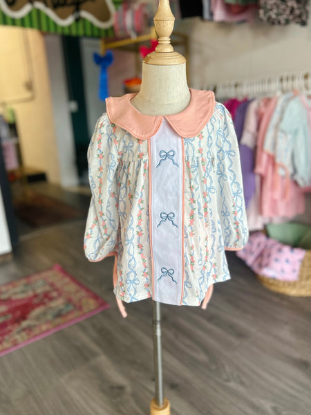 Pink & Floral Bow Embroidered Bloomer Set