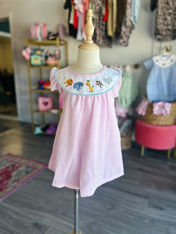 Pink Animal Embroidered Dress