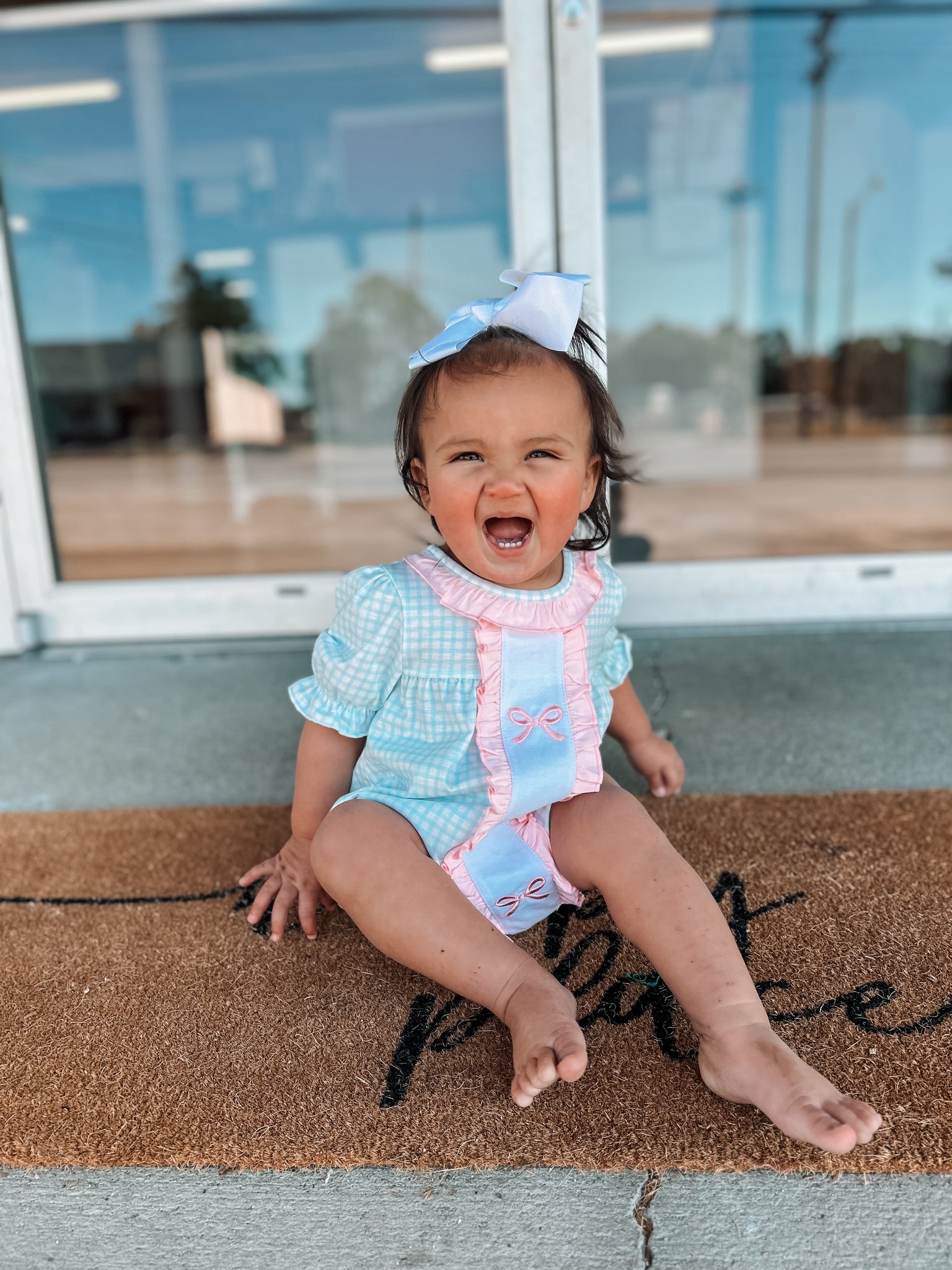 Gingham Bow Embroidered Bubble