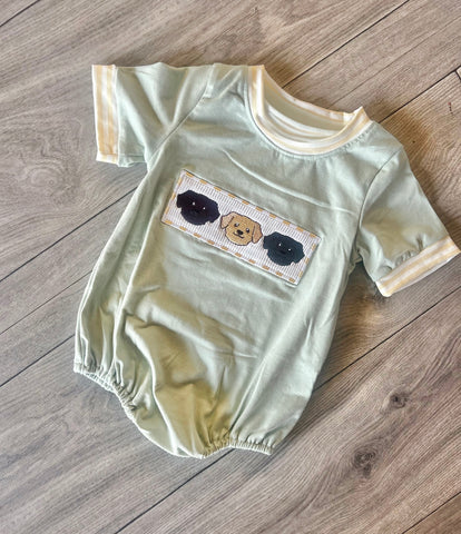 Puppy Embroidered Smock Bubble