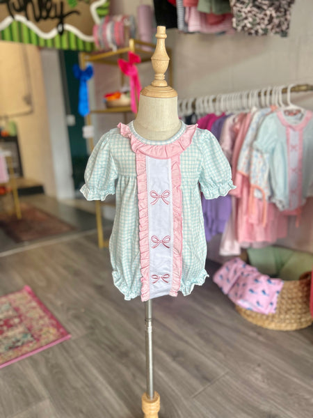 Gingham Bow Embroidered Bubble