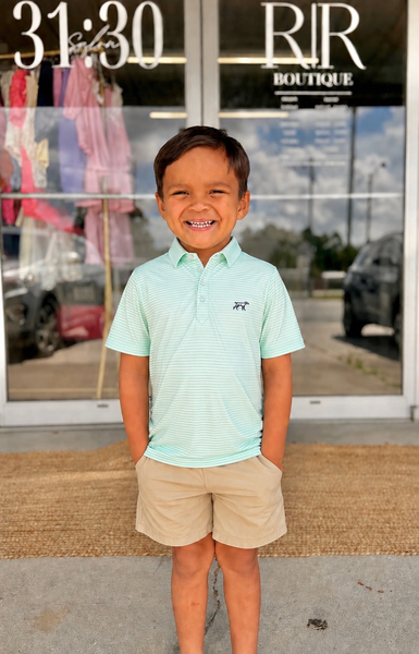 Fieldstone Striped Performance Polo - Mint