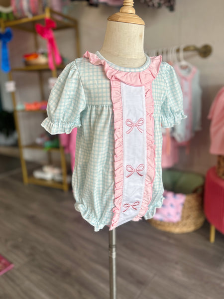 Gingham Bow Embroidered Bubble
